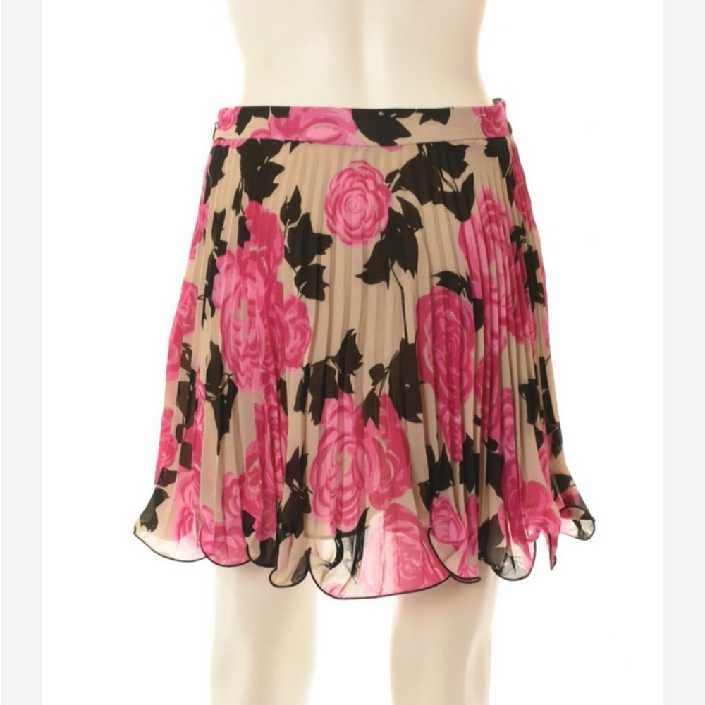 Milly of New York Pink and Black Floral Mini Skirt